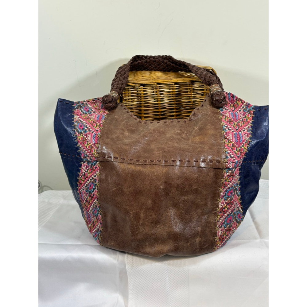 The Sak Brown and Blue Tote with Pink Accents - Picture 2 of 16